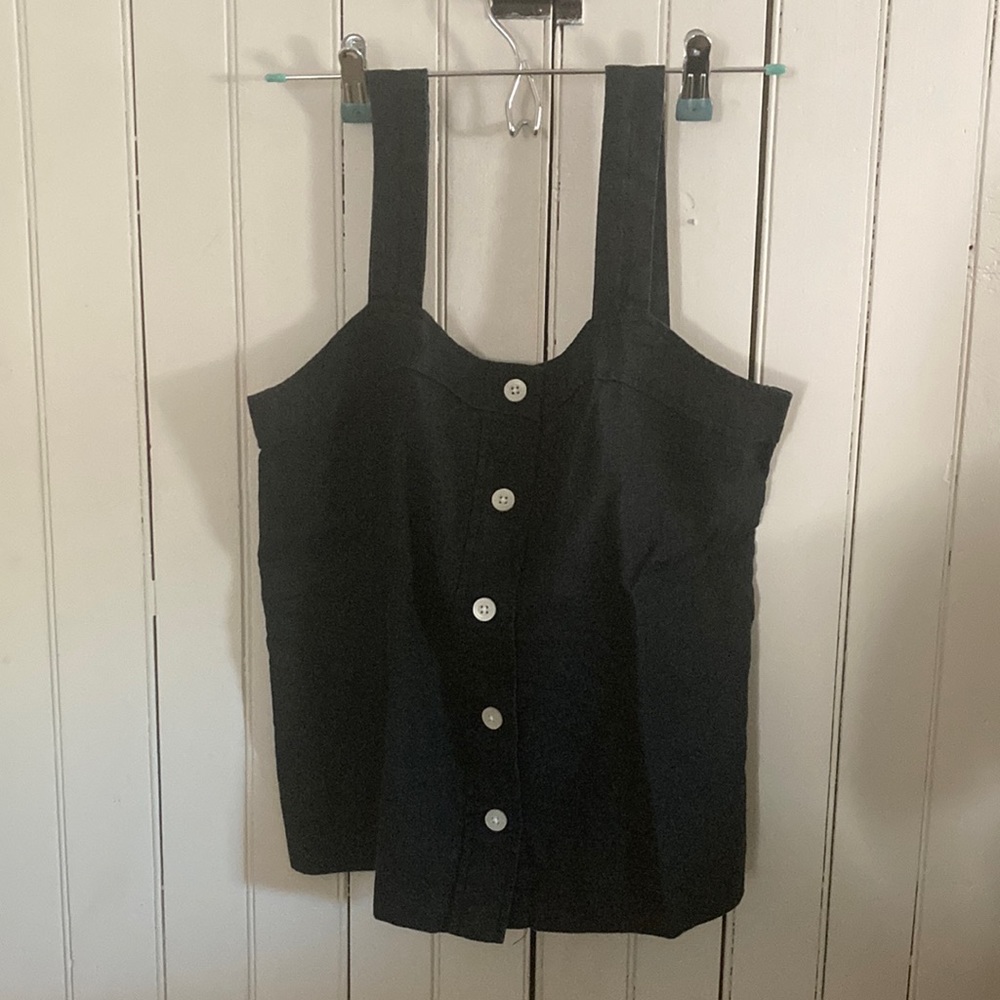Everlane black linen picnic top